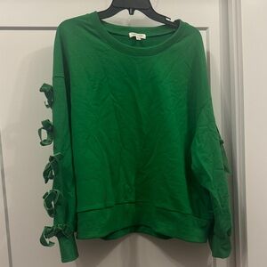 Emerald Green Bow Sleeve Sweatshirt
